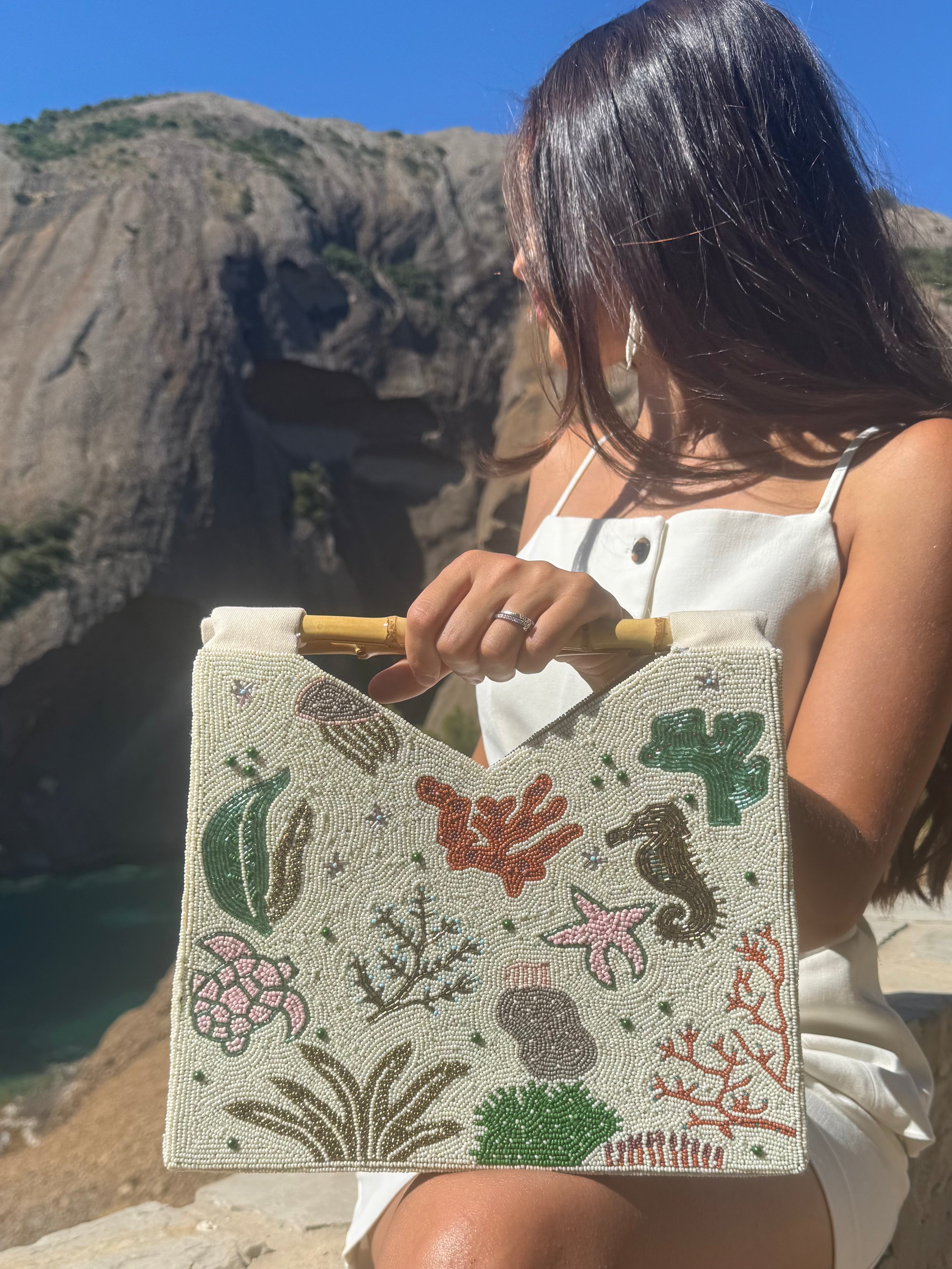 Sac pochette bambou perlé Cala Deiá